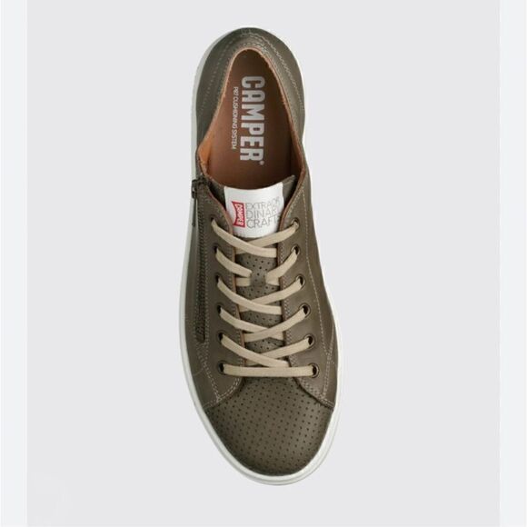 Camper Mens K3 Grey/Green Lace Up Leather Low Ankle Sneaker With Zipper Detail - Picture 1 of 11